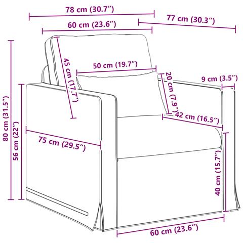 Divano Crema 78 x 78 x 80 cm Tessuto - Foto 9