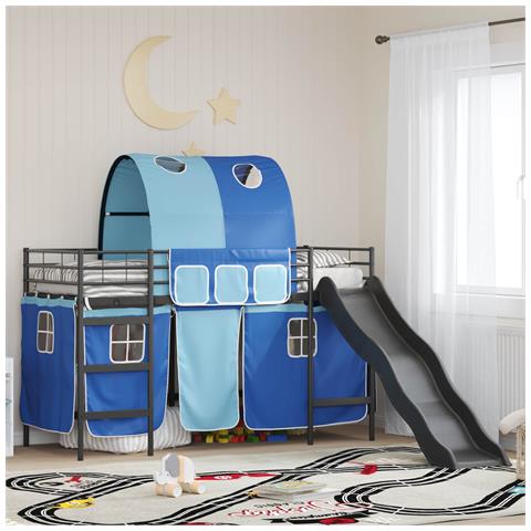 Struttura del letto loft per bambini Nero e Blu 74,5 x 190 cm - Foto 2