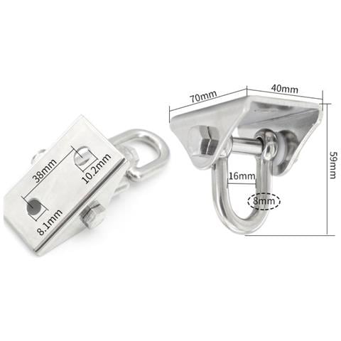 Anello A D In Acciaio Inossidabile — Supporto Fisso Per Sacco Da Pugno, Sedia Sospesa, Altalena E Amaca Con Supporto 180° Non Rotante - Foto 2