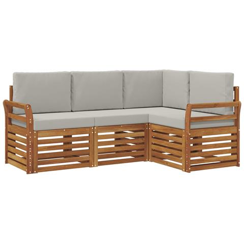 Set divani con cuscino 4 pcs Grigio Naturale e Chiaro - Foto 1