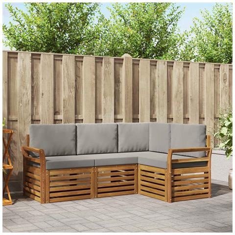Set divani con cuscino 4 pcs Grigio Naturale e Chiaro - Foto 2