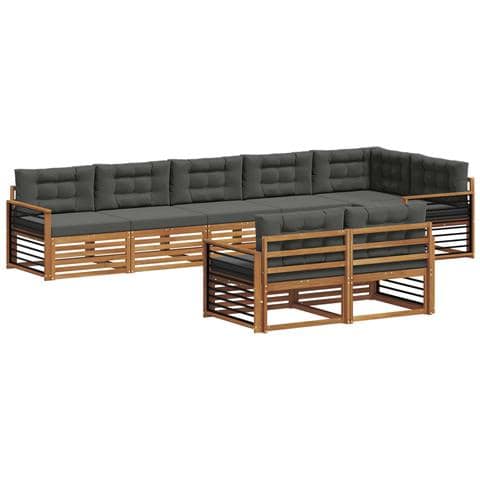 Set di divani da esterno con cuscino 8 pcs Naturale e Antracite - Foto 1