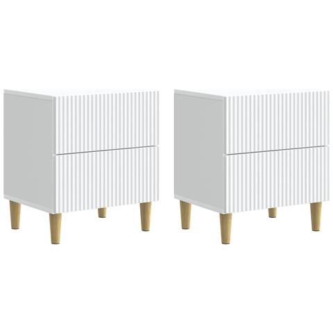 Armadio da Notte con cassetto 2 pcs Bianco 43 x 34,5 x 48 cm - Foto 1