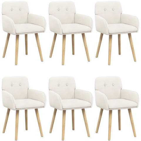 Sedie da pranzo 6 pcs Bouclé Crema 59 x 57 x 85 cm - Foto 1