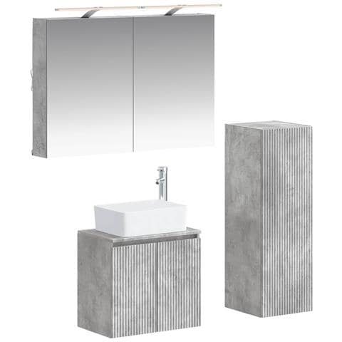 Set di mobili per il bagno 4 pcs Grigio Cemento - Foto 1