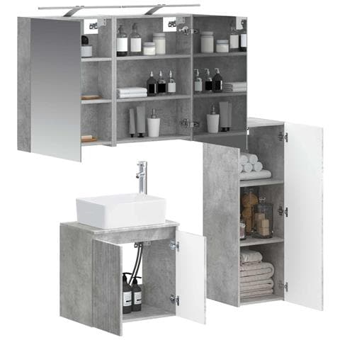 Set di mobili per il bagno 4 pcs Grigio Cemento - Foto 2
