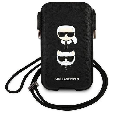 Karl Lagerfeld Borsa Klhcp12mophkck 6.1 Nera /deck Saffiano Ikonik Karl&choupette Testa - Foto 2