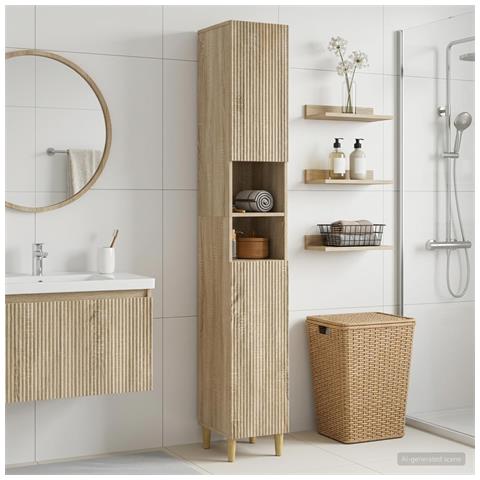 Armadio da Bagno con Ripiano Aperto ARNHEM Rovere Sonoma - Foto 2