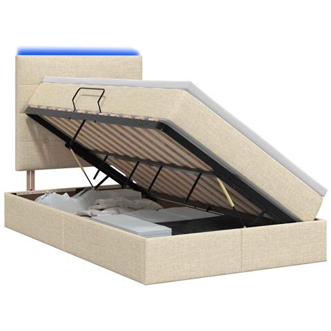 Letto con contenitore LED e materasso Crema 120 x 200 cm - Foto 1