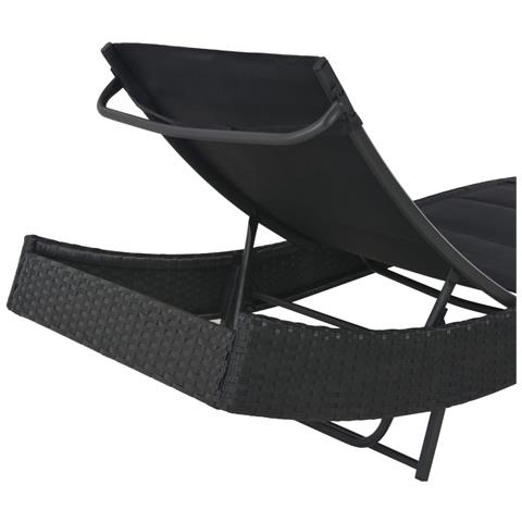 Lettino Prendisole in Polyrattan e Textilene Nero - Foto 6