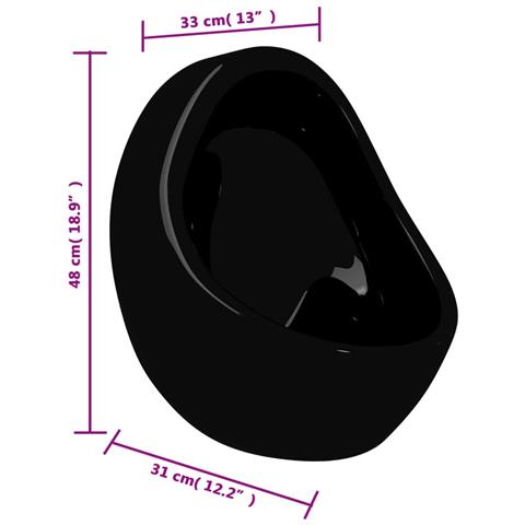 Orinatoio Sospeso Con Sciacquone In Ceramica Nero - Foto 2