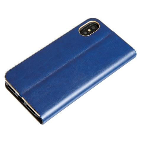 Club, Cover A Libro In Similpelle - Apple Iphone X - Blu / oro - Foto 2