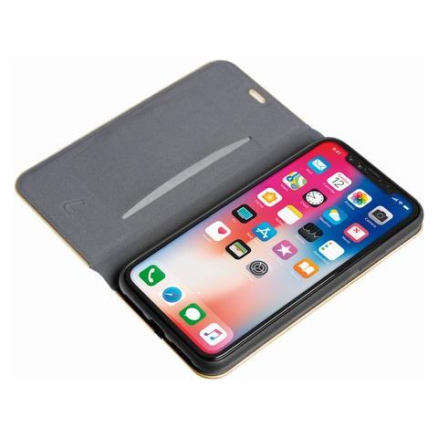 Club, Cover A Libro In Similpelle - Apple Iphone X - Blu / oro - Foto 3
