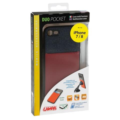 Duo Pocket, Cover Bicolore Con Inserti Metallici - Apple Iphone 7 / 8 - Blu / bordeaux - Foto 3