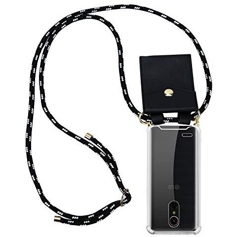 Catena Di Telefoni Cellulari Compatibile Con Lg K10 2017 In Nero Argento - Coperchio Protettivo In Silicone Con Anelli D'oro, Cinturino In Corda E Custodia Staccabile - Foto 1