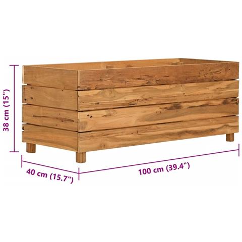 Letto Rialzato 100x40x38 cm Legno di Teak di Recupero e Acciaio - Foto 9