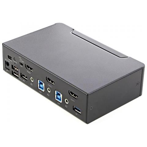 Switch HDMI a 2 porte - Monitor singolo 4K 60Hz Ultra HD HDR - Switch KVM HDMI 2.0 per PC con 2 porte USB 3.0 Hub (5Gbps) e 4x USB 2.0 HID, Audio - Commutazione con tasti rapidi - Conforme allo standard TAA - Foto 3