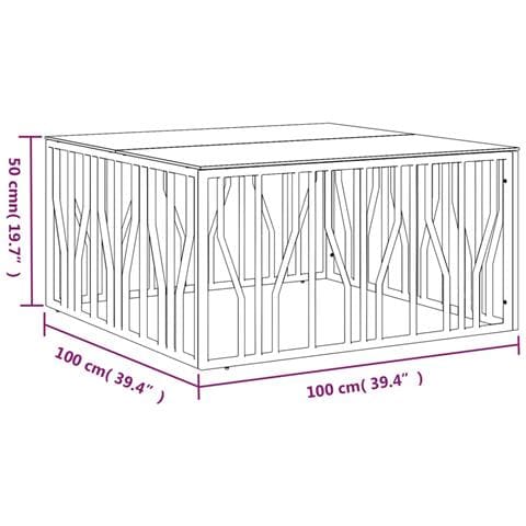 Tavolino Da Salotto Argento 100x100x50 Cm Acciaio Inox E Vetro - Foto 2
