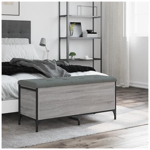 Panca Portaoggetti Grigio Sonoma 102x42x45 Cm Legno Multistrato - Foto 3