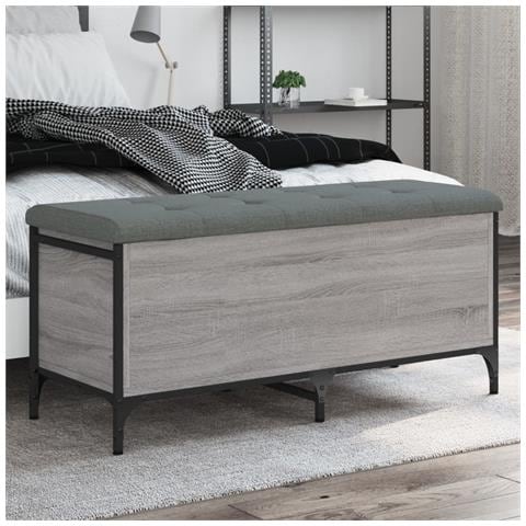 Panca Portaoggetti Grigio Sonoma 102x42x45 Cm Legno Multistrato - Foto 1