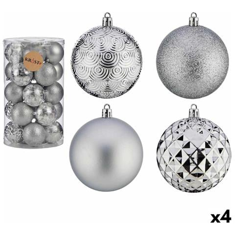 Set Di Palline Di Natale Argentato Pvc Ø 8 Cm (4 Unità) - Foto 1