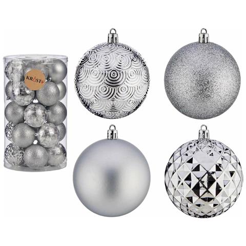 Set Di Palline Di Natale Argentato Pvc Ø 8 Cm (4 Unità) - Foto 2