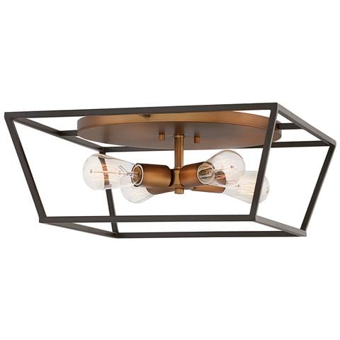 Plafoniera Contemporanea Fulton Acciaio Bronzo Ottone Heirloom 4 Luci E27 - Foto 1