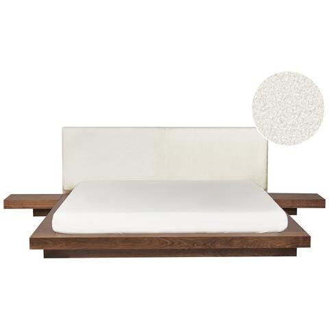 Letto Ad Acqua Matrimoniale Marrone Con Testata In Bouclé 180 X 200 Cm Zen - Foto 2