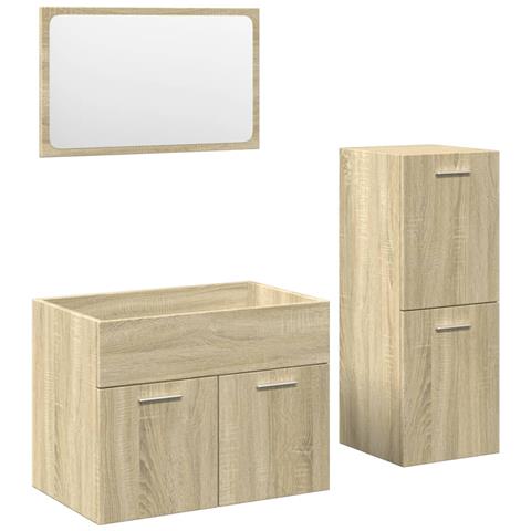 Set Mobili Da Bagno 3 Pz Rovere Sonoma In Legno Multistrato - Foto 2