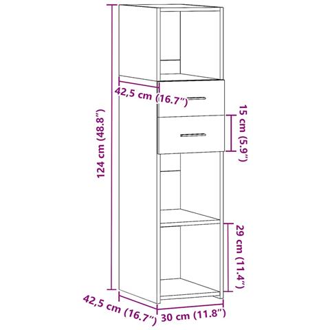 Credenza Grigio Sonoma 30x42,5x124 Cm In Legno Multistrato - Foto 10