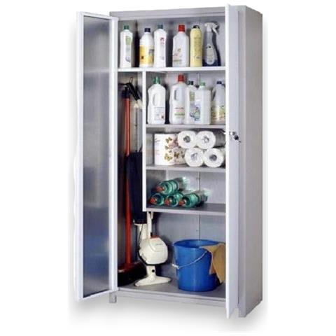 Armadio 2 Ante Portascope In Metallo Chiudibile A Chiave Pratiko Prometal - 80x40x180h Cm - Foto 2