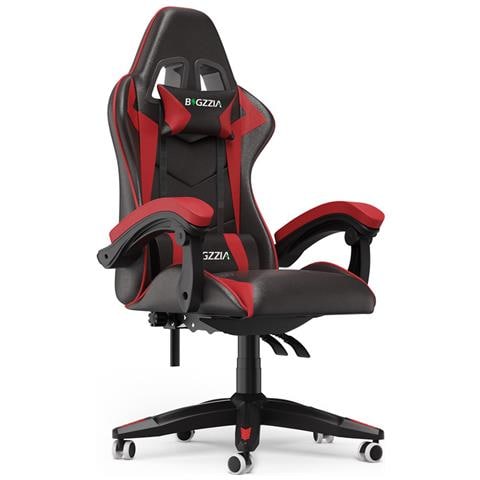 Sedia Gaming, Sedia Girevole Ergonomica, Pu Poltrona Racing Nero/rosso - Foto 1