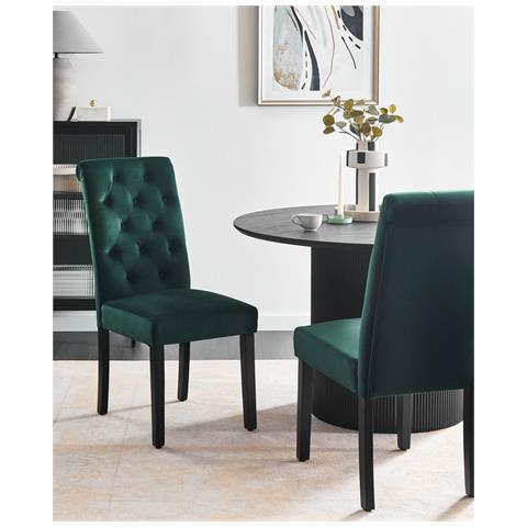 Set Di 2 Sedie Da Pranzo Velva Velluto Verde Scuro - Foto 1