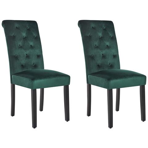 Set Di 2 Sedie Da Pranzo Velva Velluto Verde Scuro - Foto 2