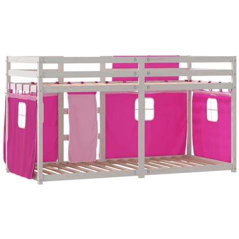 Letto a Castello senza Materasso Rosa 80x200 cm Legno di Pino - Foto 10