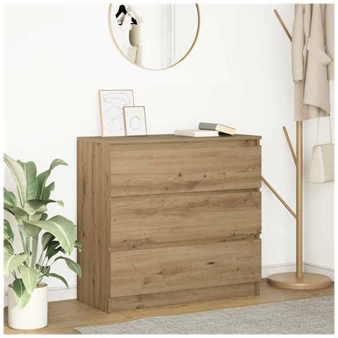Credenza Rovere Artigianale 80x35x76 cm in Legno Multistrato - Foto 1