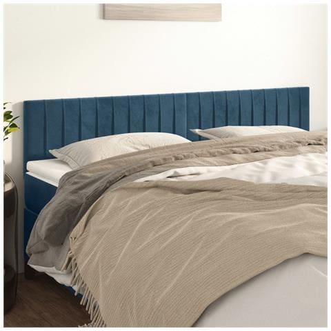 Testiera 2 Pz Blu Scuro 80x5x78/88 Cm In Velluto - Foto 1