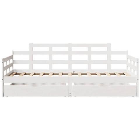 Dormeuse con Cassetti Bianco 90x190 cm Legno Massello di Pino - Foto 2