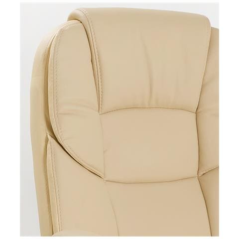 Poltrona Regolabile E Girevole Da Ufficio Presidenziale Direzionale Ergonomica Modello Silky In Ecopelle Colore Beige - Foto 3