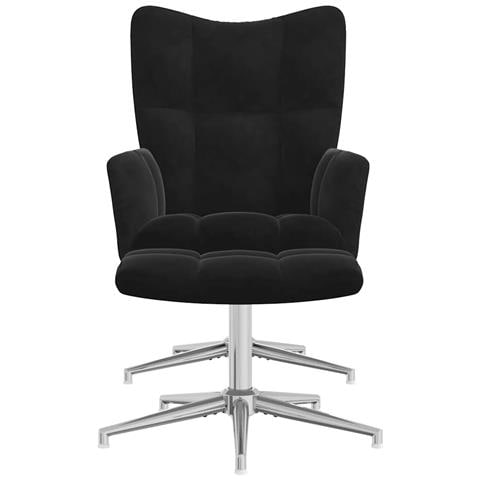 Poltrona Relax Con Poggiapiedi Nero In Velluto - Foto 2