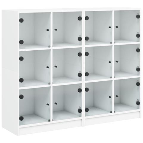 Libreria Con Ante Bianca 136x37x109 Cm In Legno Multistrato - Foto 1