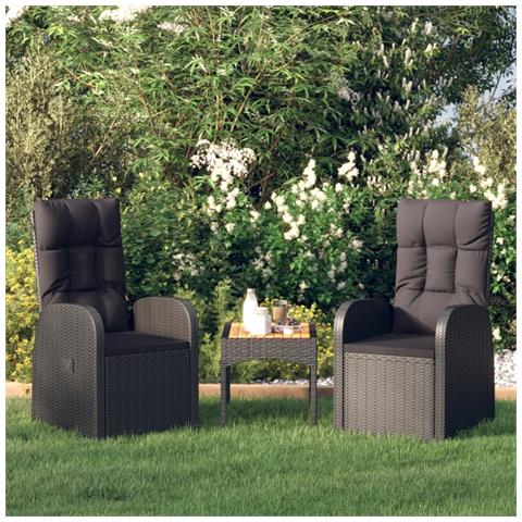 Sedie Da Giardino Reclinabili 2 Pz Con Cuscini Polyrattan Nero - Foto 7