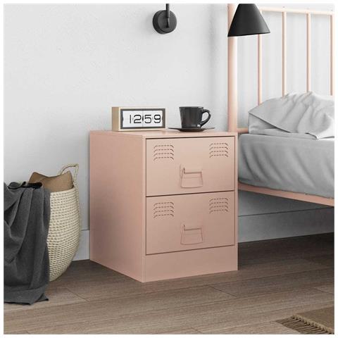 Lusso Casadino -  Comodino Rosa 34,5x39x44 Cm In Acciaio - Foto 2