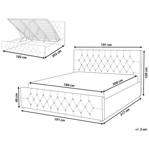 Letto Contenitore Tessuto Amiens 180 X 200 Cm Beige - Foto 2