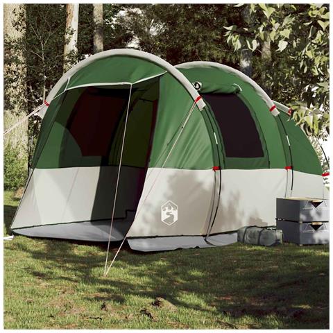 Tenda da Campeggio a Tunnel per 4 Persone Verde Impermeabile - Foto 2