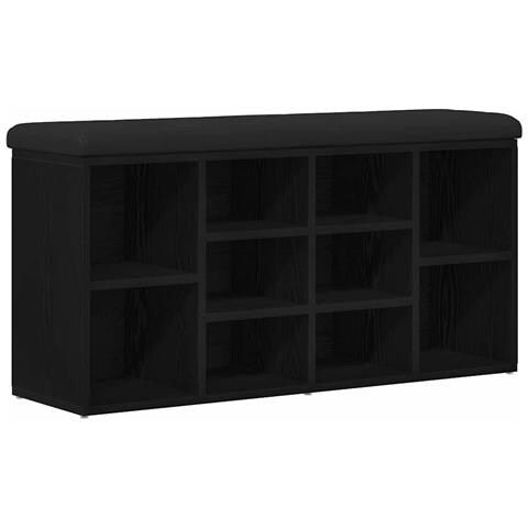 panchina da stoccaggio Nero Rovere 100x30x48 cm Legno ingegnerizzato - Foto 1