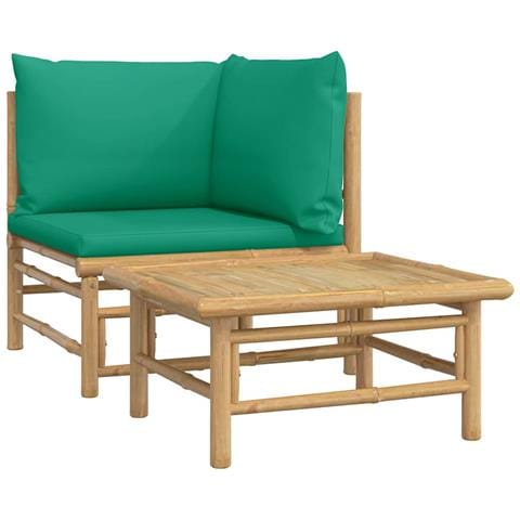 Set Salotto da Giardino 2pz con Cuscini Verdi Bambù - Foto 1