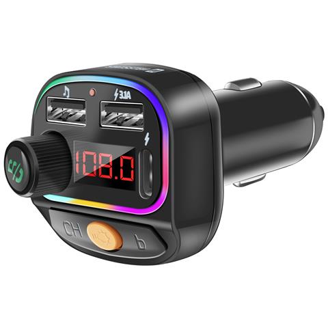 Trasmettitore Fm Bluetooth 5.3 Ricarica Rapida 15.5w Rgb Mp3, Nero - Foto 1
