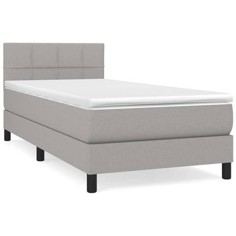 Giroletto a Molle con Materasso Grigio Chiaro 90x190 cm Tessuto - Foto 1