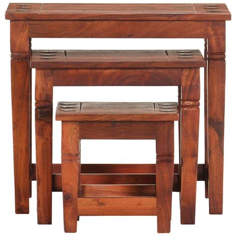 Lusso Casadino -  Tavolini Impilabili 3 Pz In Legno Massello Di Acacia - Foto 1